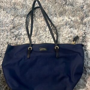 Lauren Ralph Lauren Blue Canvas Tote Bag